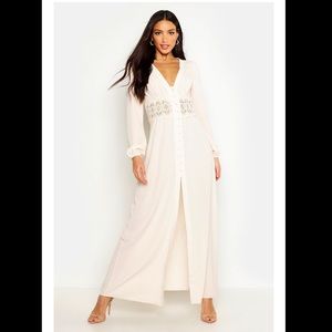 Maxi dress button down with lace on the waist